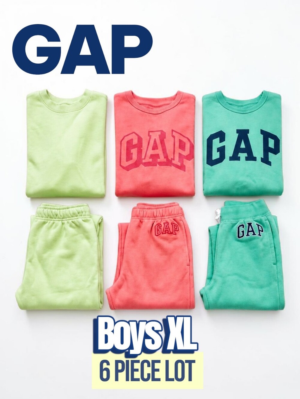 6pc GAP Boys XL Pastel Tees & Jogger Lot Bundle